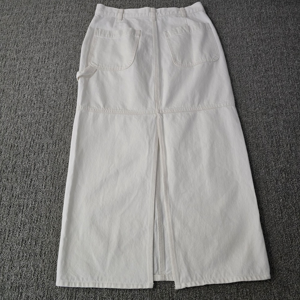 Madewell White Denim Utility Maxi Skirt NWT Fair Trade Cotton Size 28 - Picture 6 of 8
